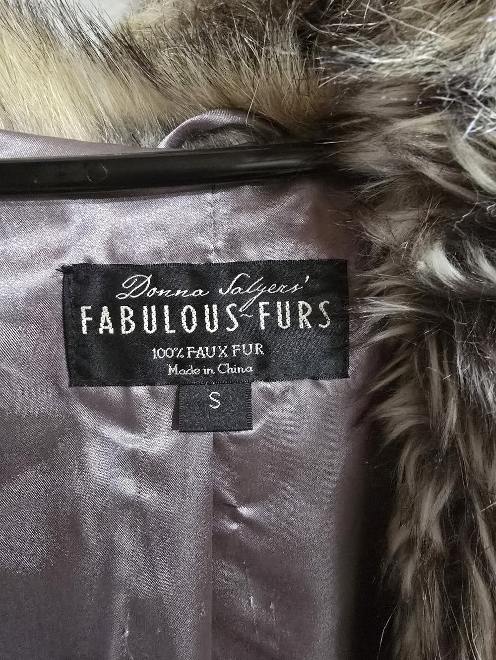 Donna Salyers Fabulous Furs Faux Fur Coat Gray S - Picture 3 of 7